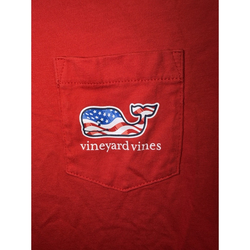Vineyard Vines Girls Red American Flag Whale Pocket T-Shirt Medium 10-12 - Picture 2 of 8